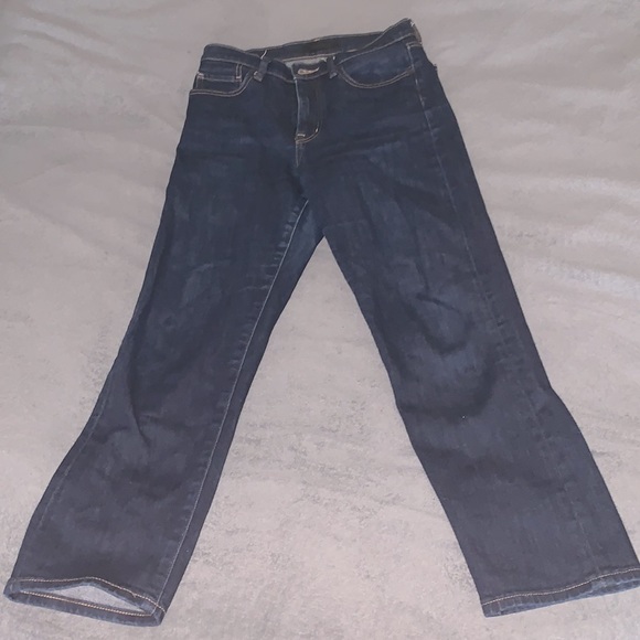 UNIQLO HIGH RISE STRAIGHT Regular Fit JEANS fabric by kaihara, dark wash - Picture 2 of 4